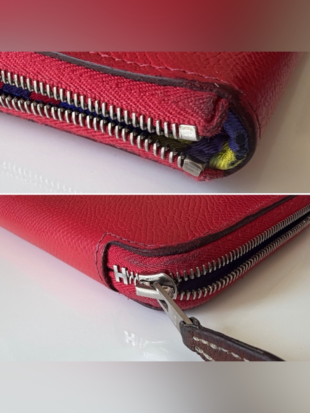 Hermès Azap Silk’In Long Wallet – Texas Rose Epsom Leather with Silk Lining - Picture 6 of 16